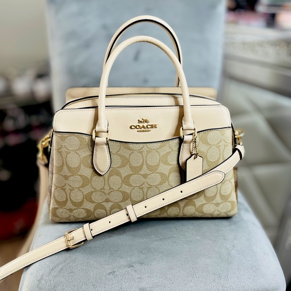 Coach Handbags - Coach Outlet Darcie Carryall Gold/Light Khaki Multi